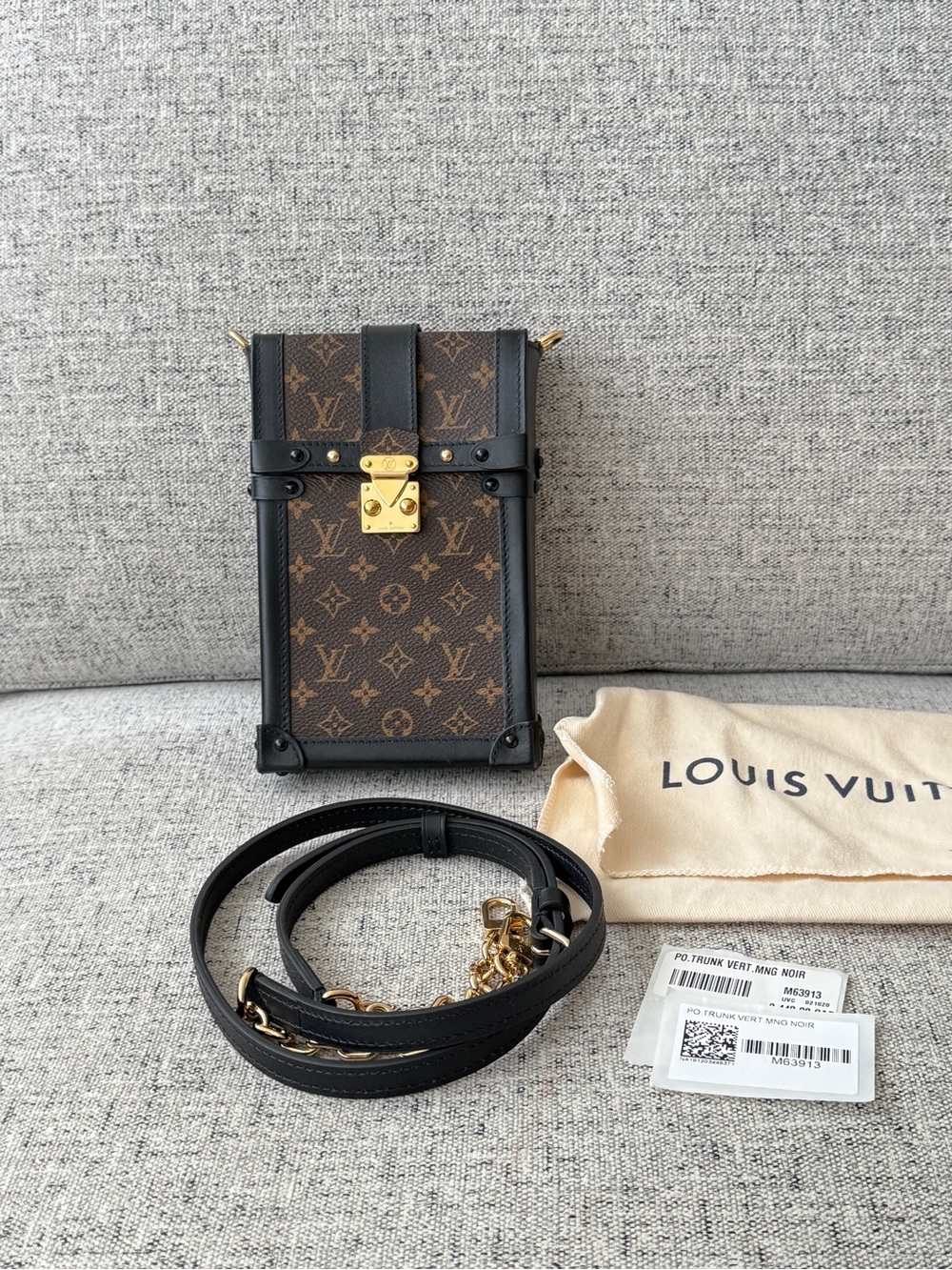 Authentic Louis Vuitton Monogram Vertical Trunk in Brown and Black